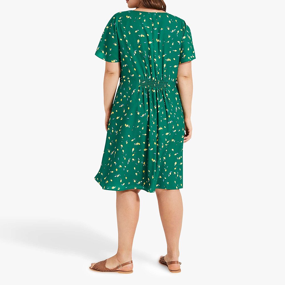 2023 New High Quality Summer Dress Short Sleeve Plus Size Women's Clothing Elegant Casual Dress V-neck Pleated Printed Dress