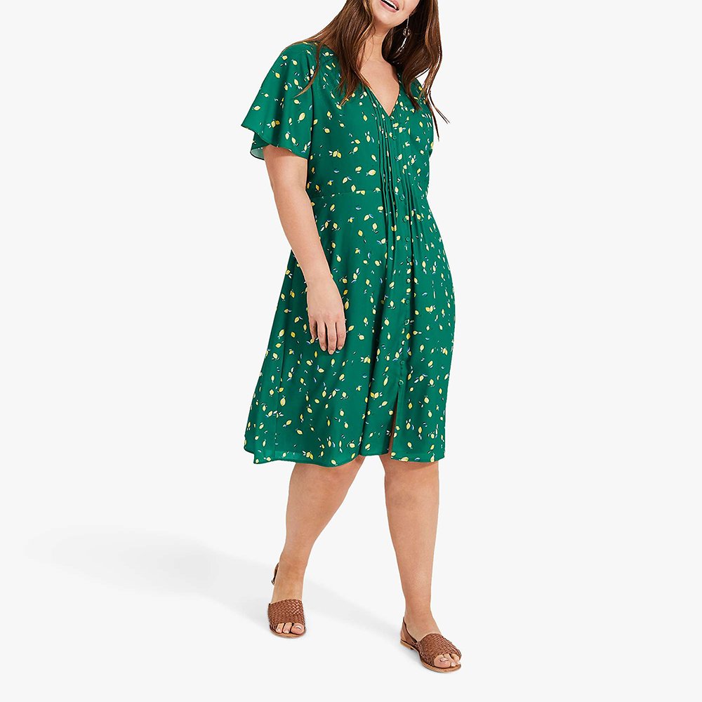 2023 New High Quality Summer Dress Short Sleeve Plus Size Women's Clothing Elegant Casual Dress V-neck Pleated Printed Dress