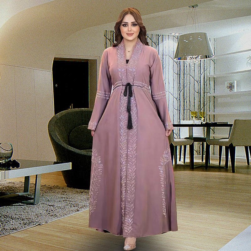 Latest design Middle Eastern women Muslim Maxi dress print skirt Elegant casual dress