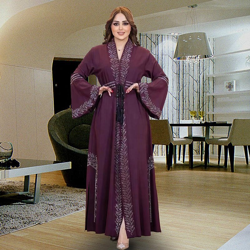Latest design Middle Eastern women Muslim Maxi dress print skirt Elegant casual dress