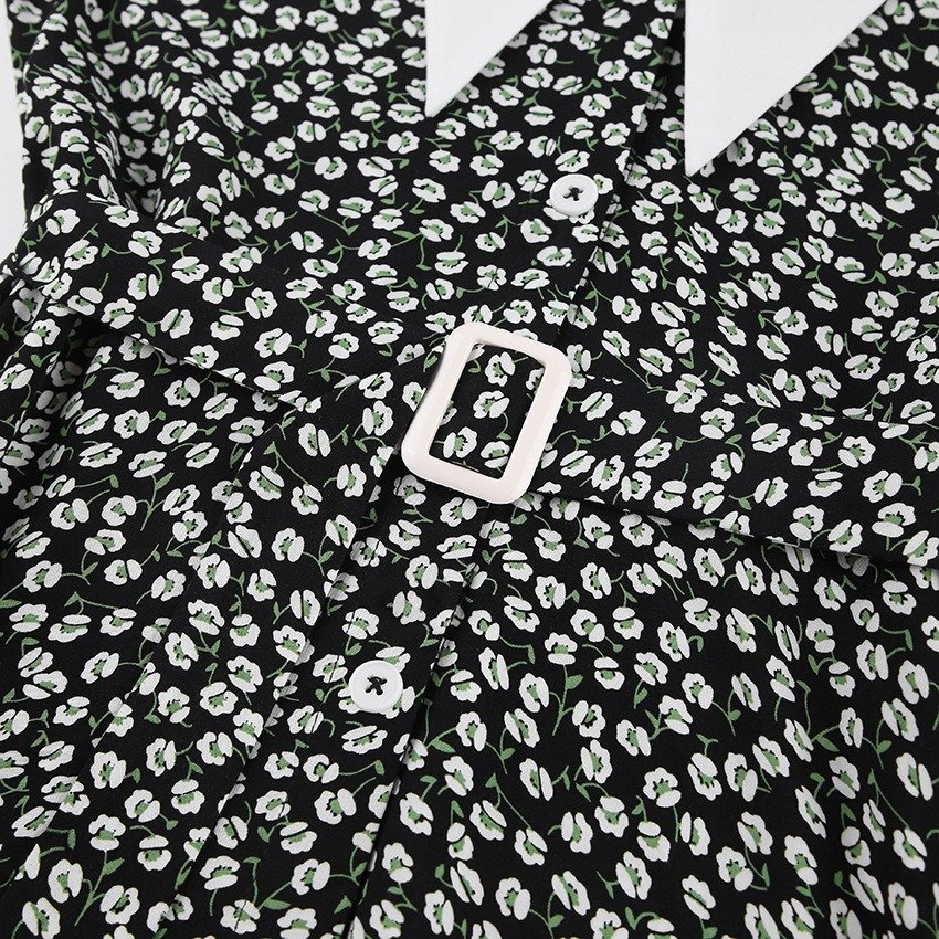 2024 Autumn Fashion Women's long Bubble Sleeve Floral print Dresses Commuter Short casual Dresses