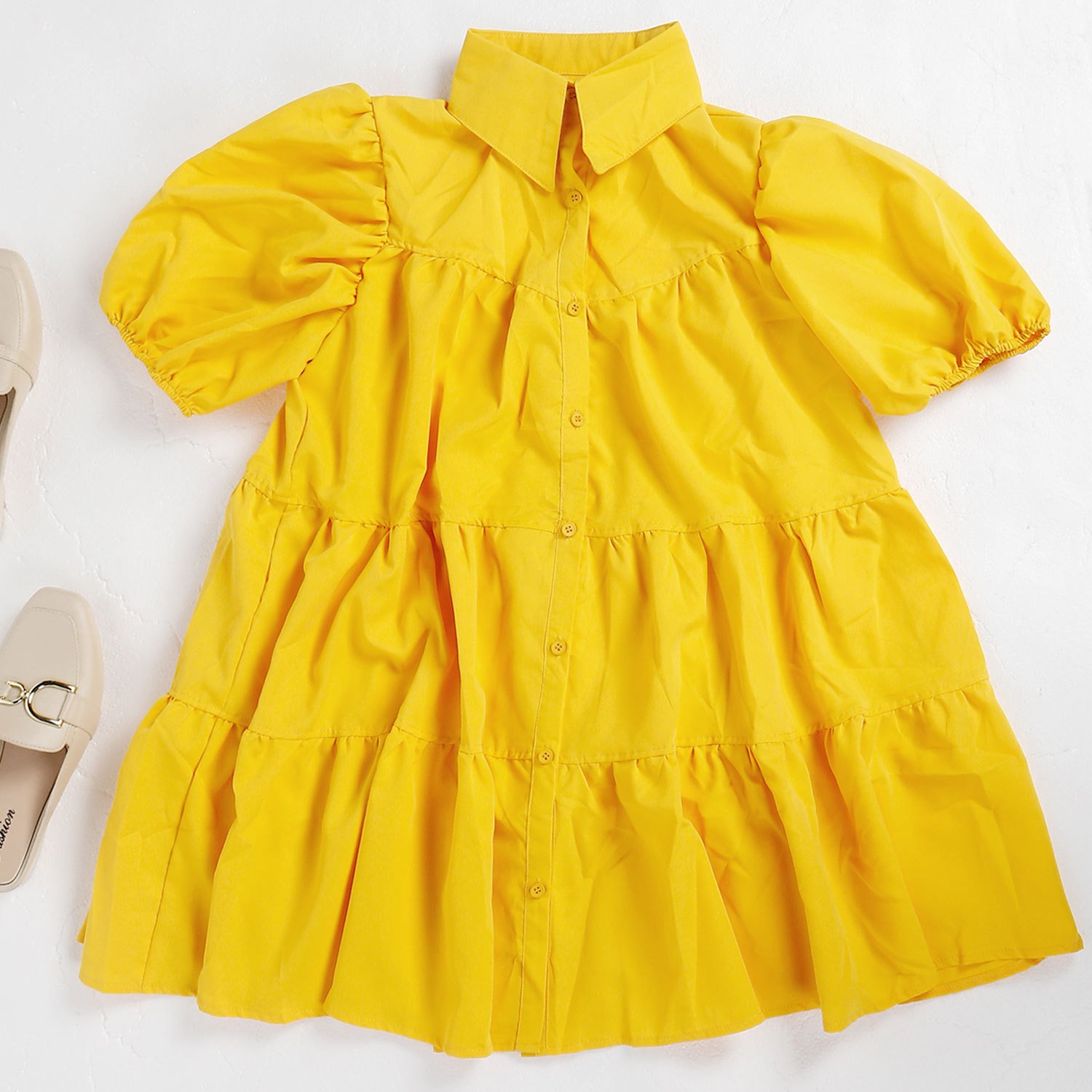 omen's Clothes Lady Elegant Temperament Skirt Ladies Dresses Relaxed Patchwork Ruffled Loose Casual Dress