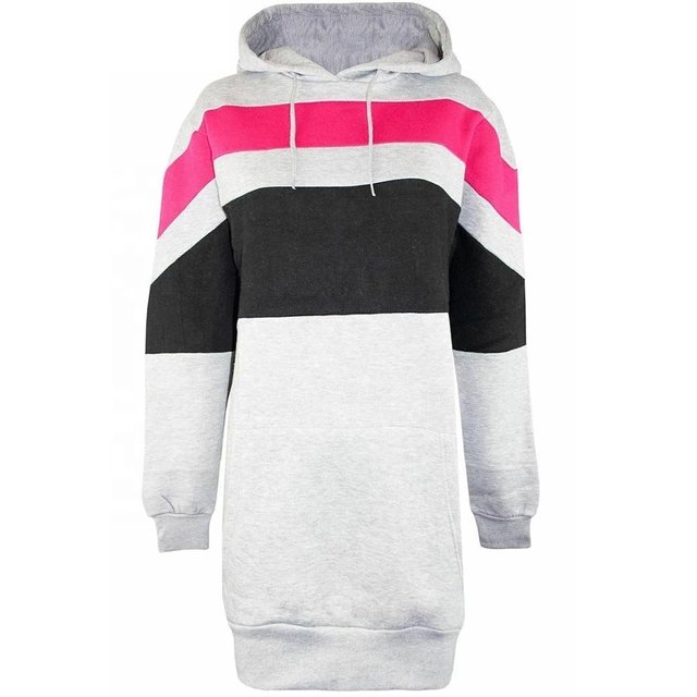 Fleece Dress hoodies women long sleeves casual dress lady