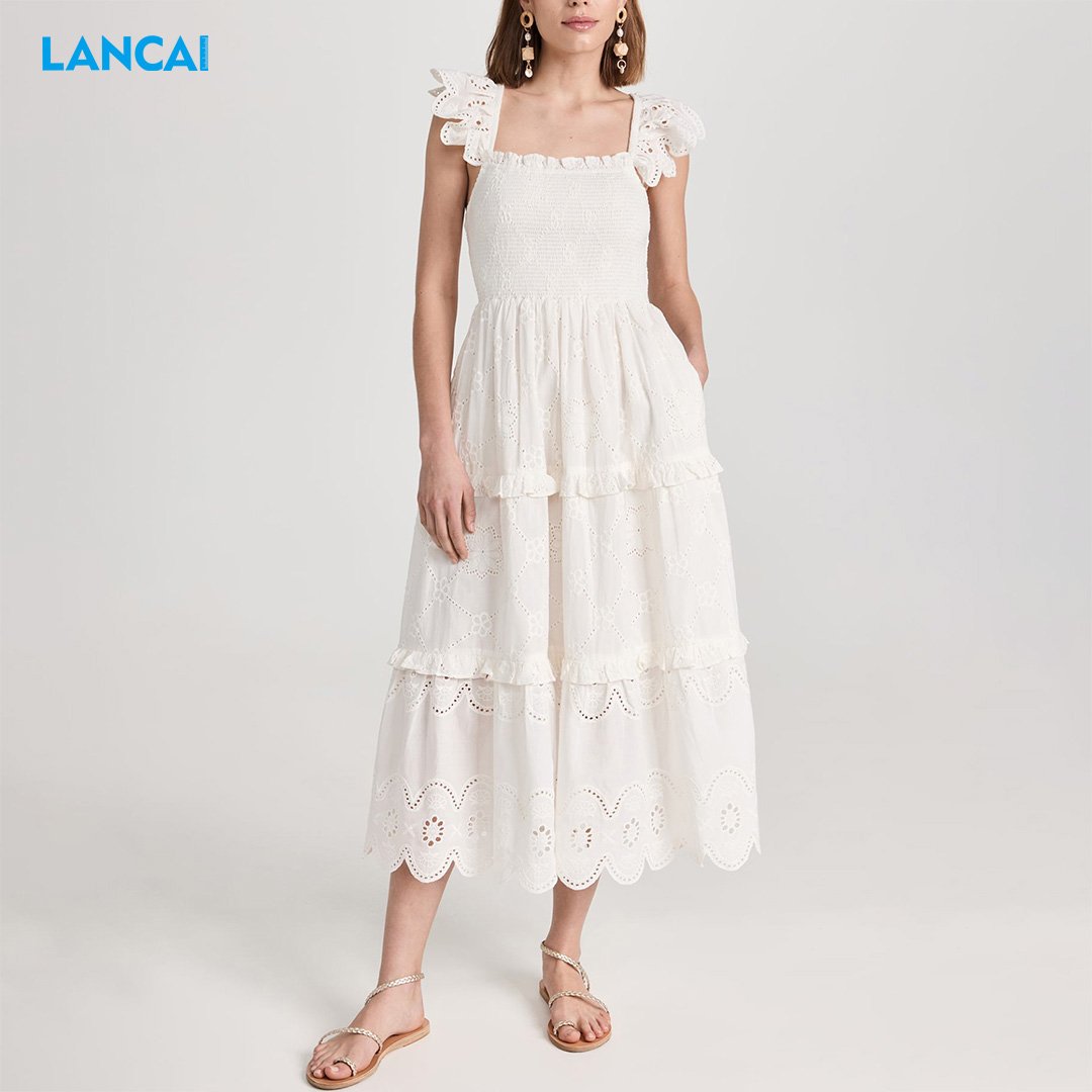 Wholesale Dress For Women's 100% Cotton Midi Casual Dress