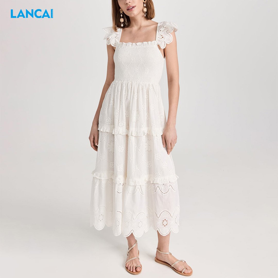 Wholesale Dress For Women's 100% Cotton Midi Casual Dress