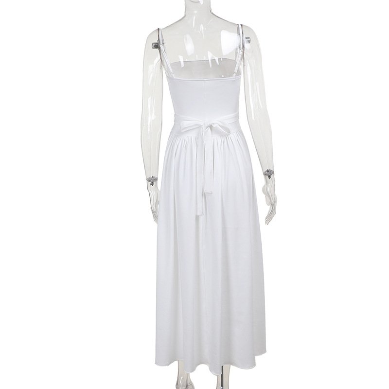 Elegant Summer White Sleeveless Midi Dress For Women