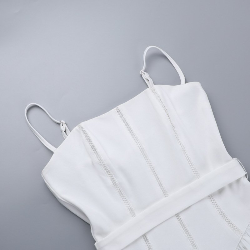 Elegant Summer White Sleeveless Midi Dress For Women