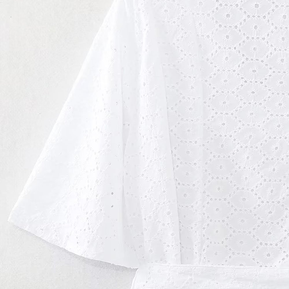 PB&ZA Women 2023 summer New Chic Fashion Hollow work Dress Vintage Short sleeve Female Dresses robe Mujer