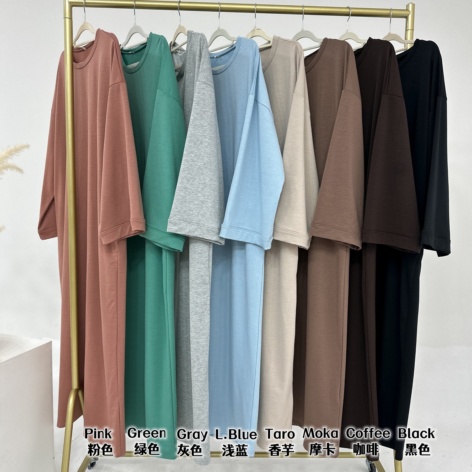 2024 Loriya Top Selling Long Sleeve Modest Dresses with Side Pockets Abaya Women Muslim Dress Women's Dresses