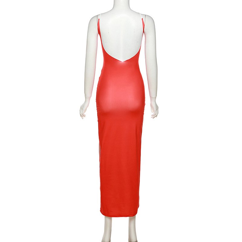 2023 Summer Sexy Sleeveless Backless Women Maxi Dress ladies purpul green 3d naked body cone Casual Dress with full body print