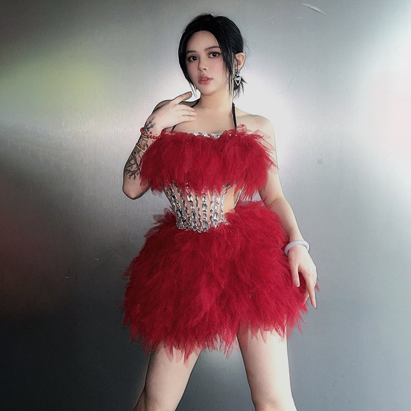 New Wholesale Womens Boutique Clothing Women Casual Dresses Long Sleeve Mini Shining Red Sexy Fashion Dresses