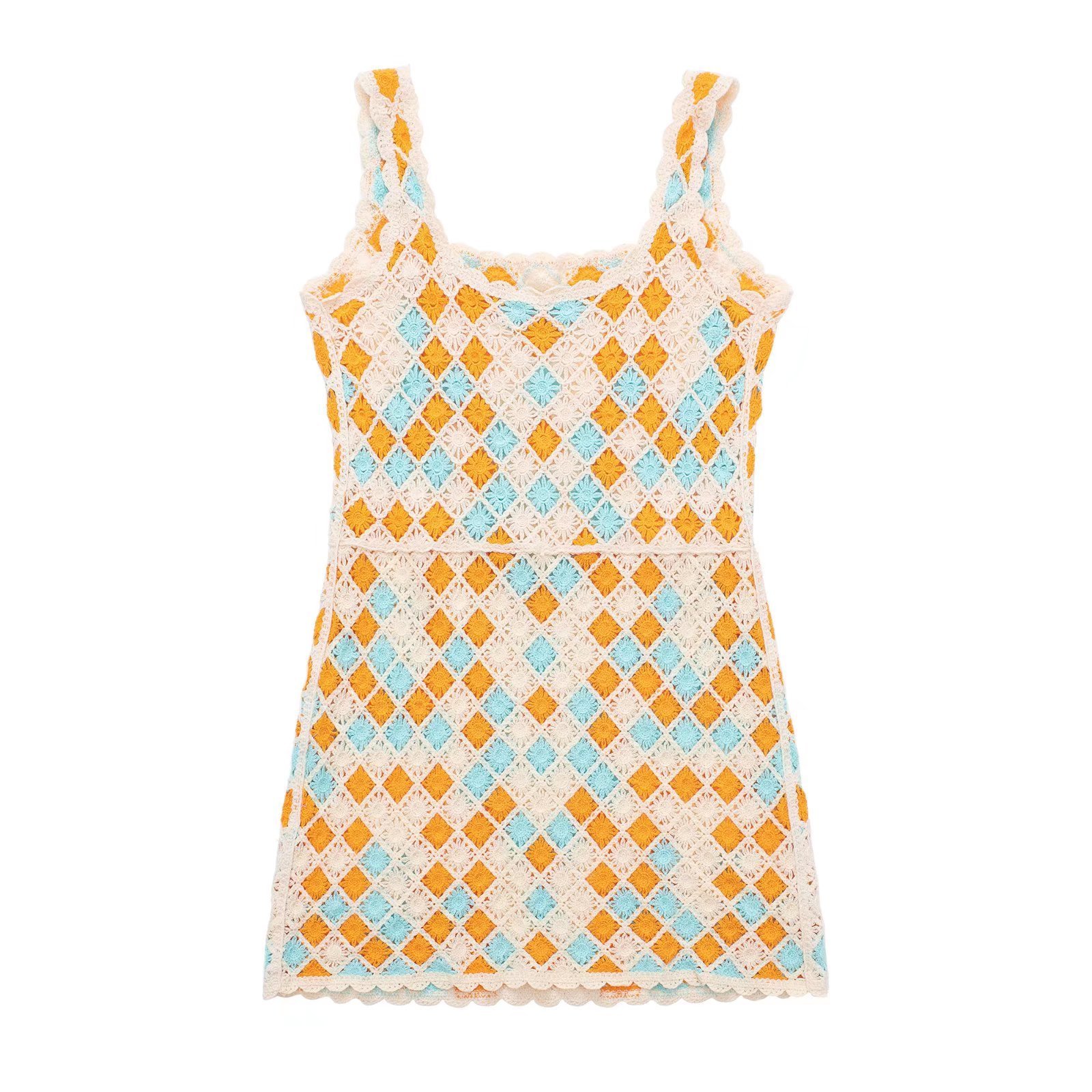 Casual Dresses Women Lady Elegant Summer Sleeveless Hollow Women Holiday Sling Handmade Crochet Dress