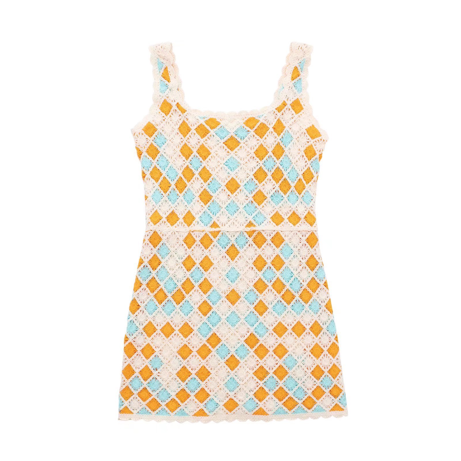 Casual Dresses Women Lady Elegant Summer Sleeveless Hollow Women Holiday Sling Handmade Crochet Dress