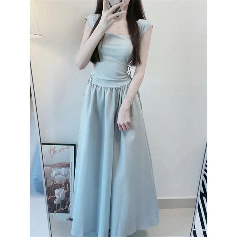Tea Break French Square Neck Ladies Summer Sexy Dress 2023 New Elegant Pure Milk Sweet women's clothing Casual dress