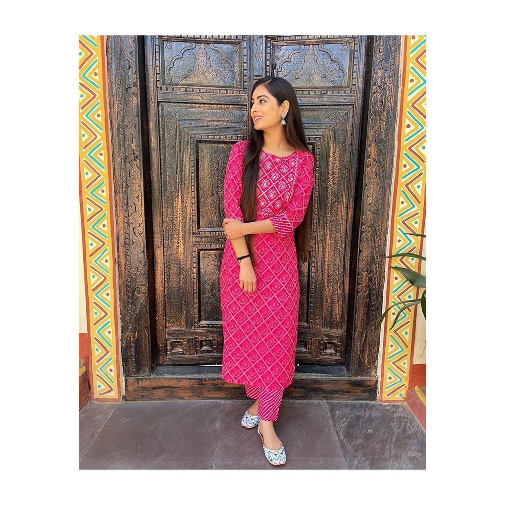 Indian Pakistani Style Cotton Ready Made Kurtis With Pent For Women Casual And Office Wear Printed Work Kurtis And Salwar Suits