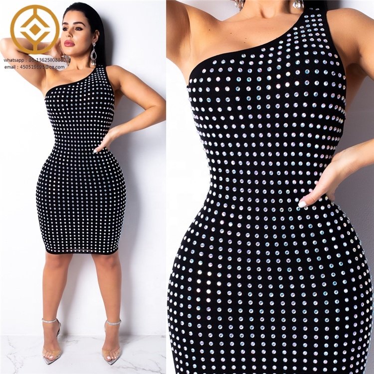 2024 New Arrivals Casual Dresses Sexy Bodycon Short Mini Skirt One Shoulder Tight Fitting Y2K Dress Ladies Fashion Dress