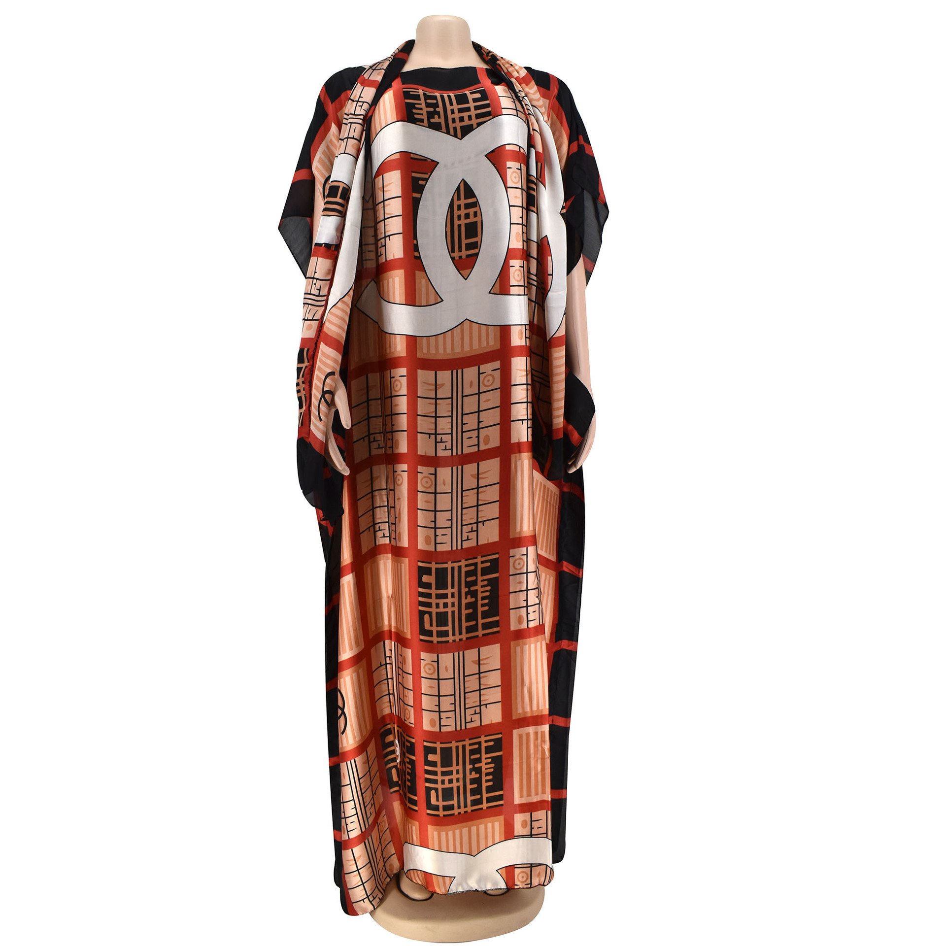 New African Summer Hot Selling Large Size Simulated Silk One Shoulder Scarf Letter Printed Casual Long Dress