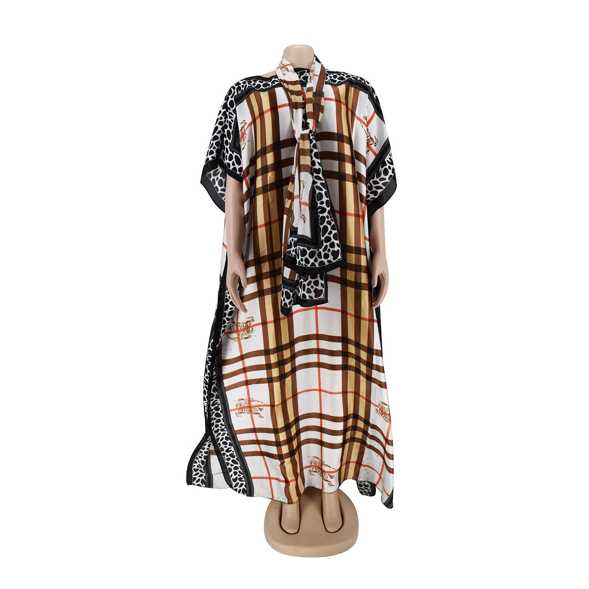 New African Summer Hot Selling Large Size Simulated Silk One Shoulder Scarf Letter Printed Casual Long Dress