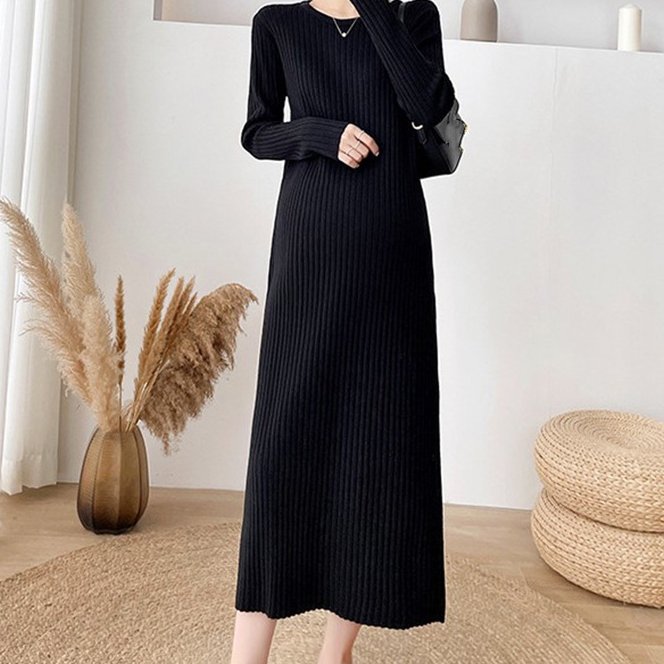 Autumn And Winter New Loose Korean Version Long Sleeved Knitted High Quality Free Size Maxi Dress