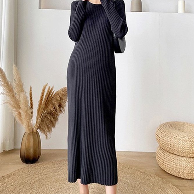 Autumn And Winter New Loose Korean Version Long Sleeved Knitted High Quality Free Size Maxi Dress