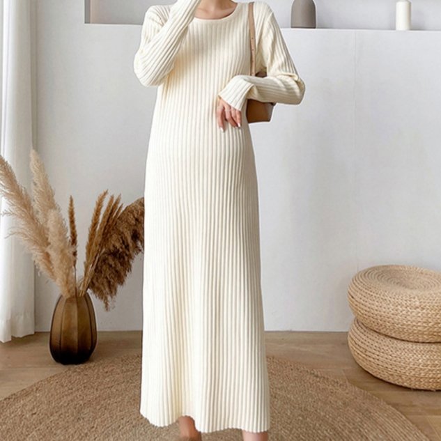 Autumn And Winter New Loose Korean Version Long Sleeved Knitted High Quality Free Size Maxi Dress