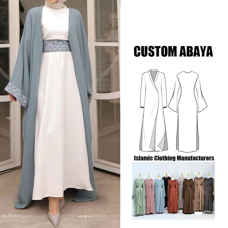 abaya manufacturers 2024 new femme wholesale dubai luxury open abaya 2 piece robes Embroidery women muslim dress