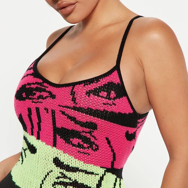 Spaghetti Strap Sweater Mini Dress sweater dress for women jacquard sweater manufacturer sexy dress