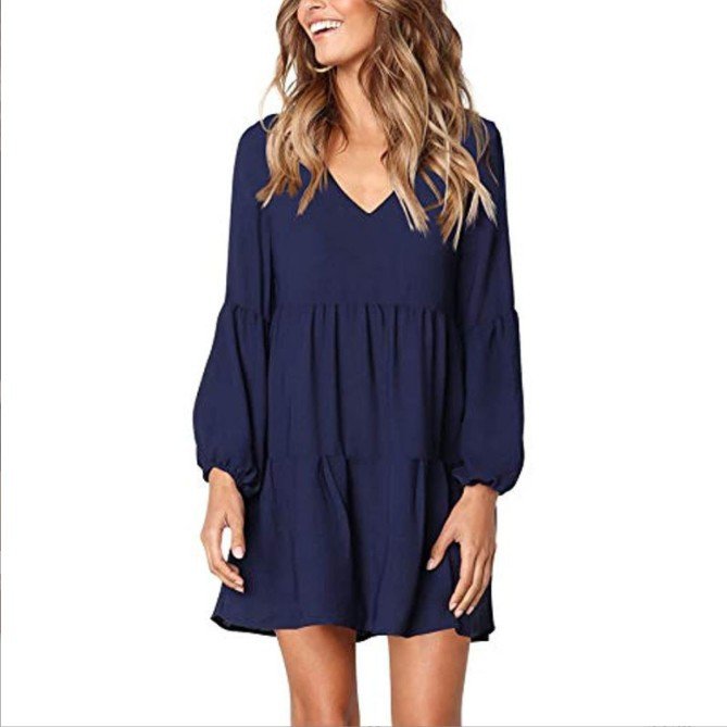2024 Amazon Hot Selling Women Solid Printing V Neck Casual Dress Women Lady Elegant Loose Beach dresses Women Summer