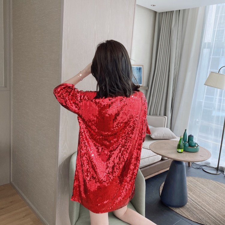 YIZHIQIU 2020 female clothing club sequin summer Casual Dresses women