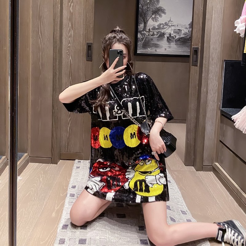 YIZHIQIU 2020 female clothing club sequin summer Casual Dresses women