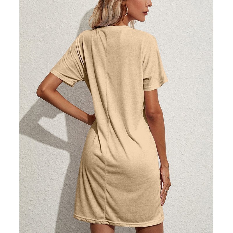 Casual Summer Organic Cotton Solid Color Loose Tshirt Plus Size Sun Dress 4Xl 5Xl 6Xl 7Xl T Shirt Dresses For Women