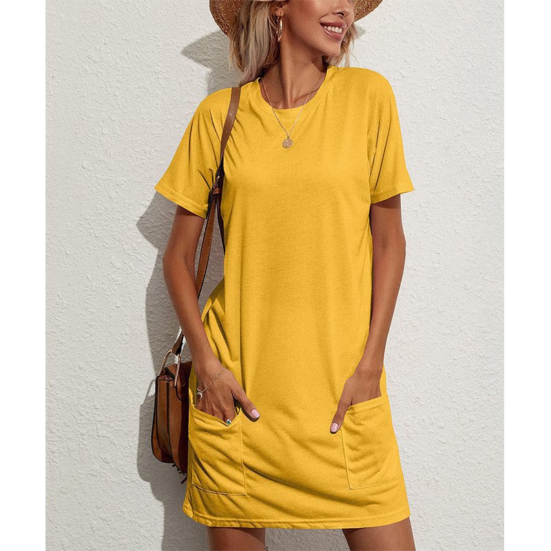 Casual Summer Organic Cotton Solid Color Loose Tshirt Plus Size Sun Dress 4Xl 5Xl 6Xl 7Xl T Shirt Dresses For Women