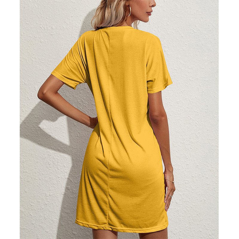 Casual Summer Organic Cotton Solid Color Loose Tshirt Plus Size Sun Dress 4Xl 5Xl 6Xl 7Xl T Shirt Dresses For Women