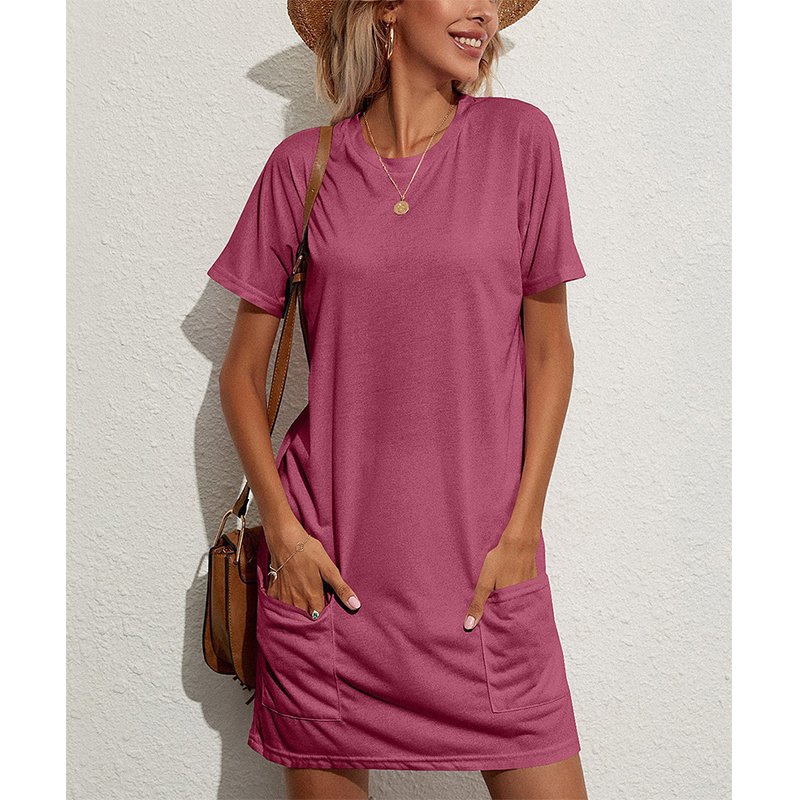 Casual Summer Organic Cotton Solid Color Loose Tshirt Plus Size Sun Dress 4Xl 5Xl 6Xl 7Xl T Shirt Dresses For Women
