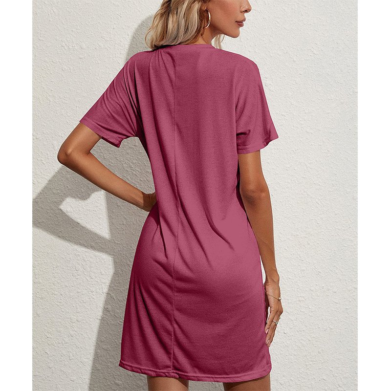 Casual Summer Organic Cotton Solid Color Loose Tshirt Plus Size Sun Dress 4Xl 5Xl 6Xl 7Xl T Shirt Dresses For Women