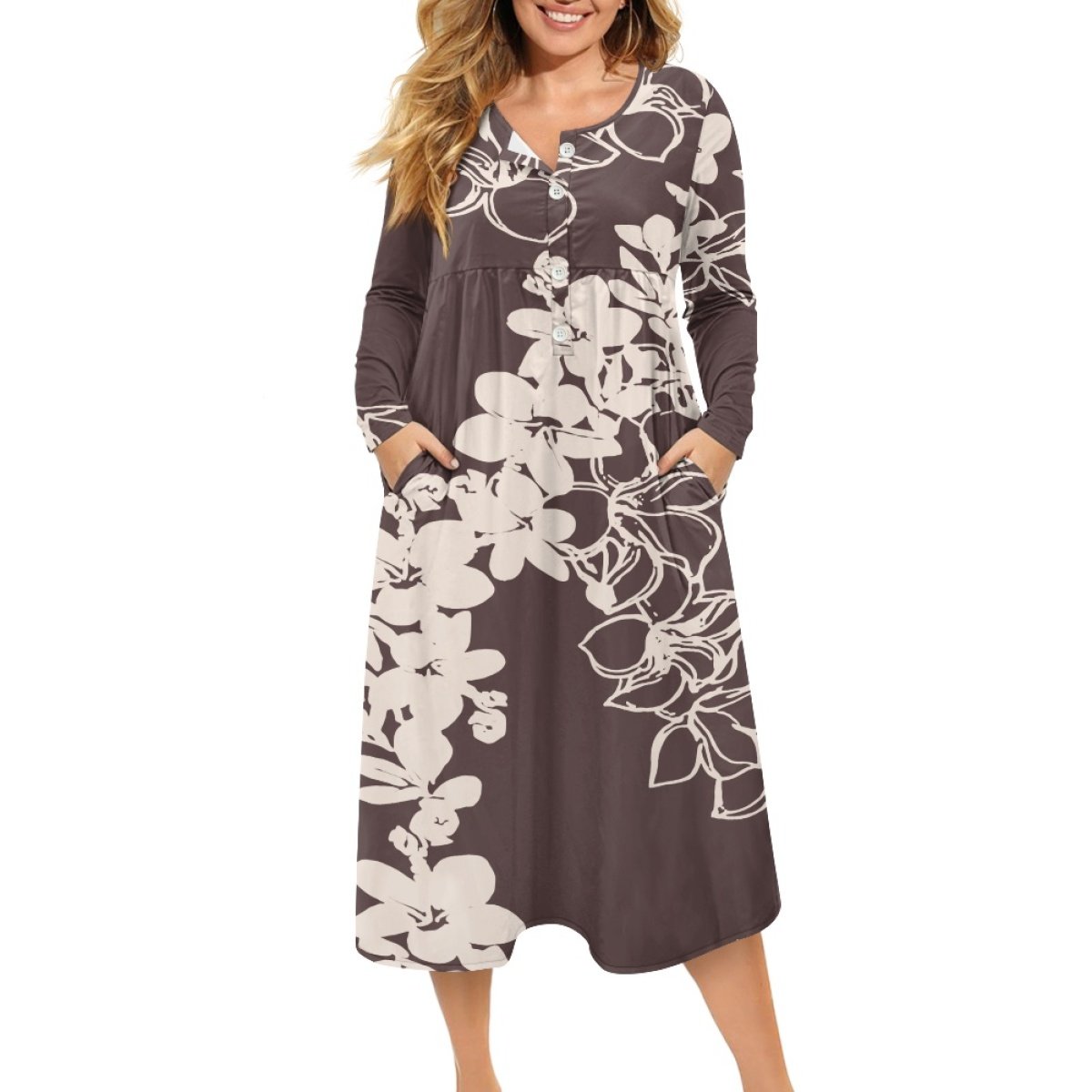 Low Price Low Moq High-End Custom Mele Kalikimaka Christmas Women's Casual Dresses Print On Demand Ladies V-Neck Button Dress
