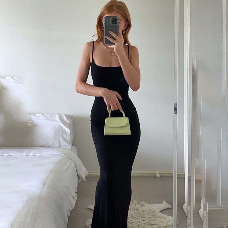 High quality sexy mermaid bodycon dresses solid color sleeveless knit waist women's lady elegant maxi formal dress vestidos