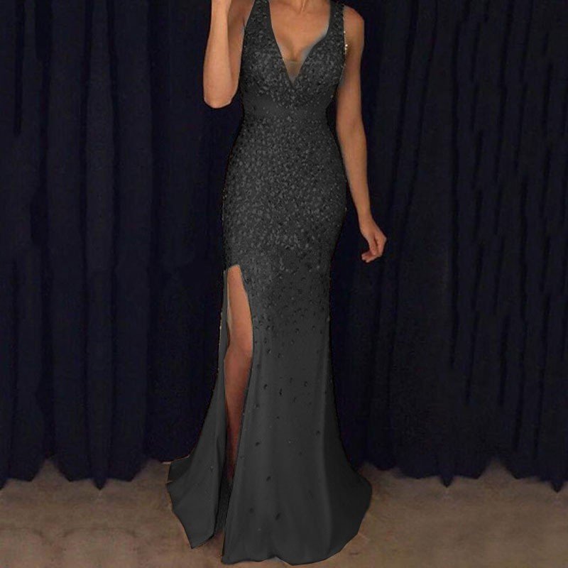 2022 Spring Summer Casual Long Sexy Sequins Elegant Lady Party Dress Women Evening Night Party Dress