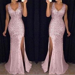 2022 Spring Summer Casual Long Sexy Sequins Elegant Lady Party Dress Women Evening Night Party Dress