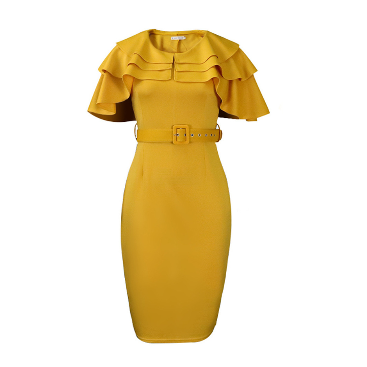 In Stock New Fashion Women'S Summer Layer By Layer Collar African Plus Size Dress For Spot European And American Lady