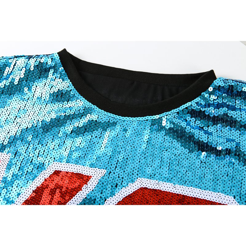 College Logo Full Sequin Jersey Dress Football Jersey Game Day Sequin Dress KC Shirt Kansas City Football Sequin T-Shirts Dress