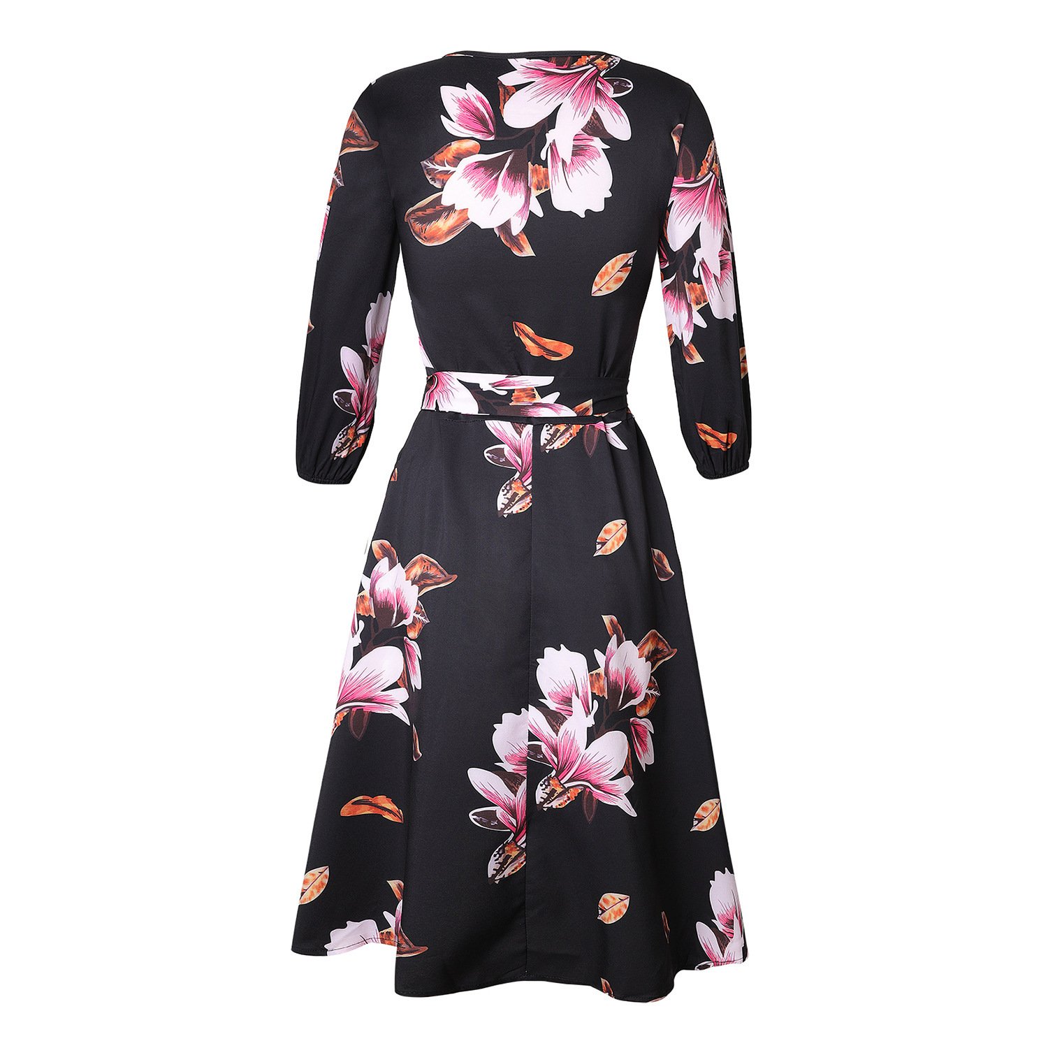 Floral Print Vintage Dress Women Spring Style Half Sleeve Big Swing Party Dresses women ladies elegant Casual Dress