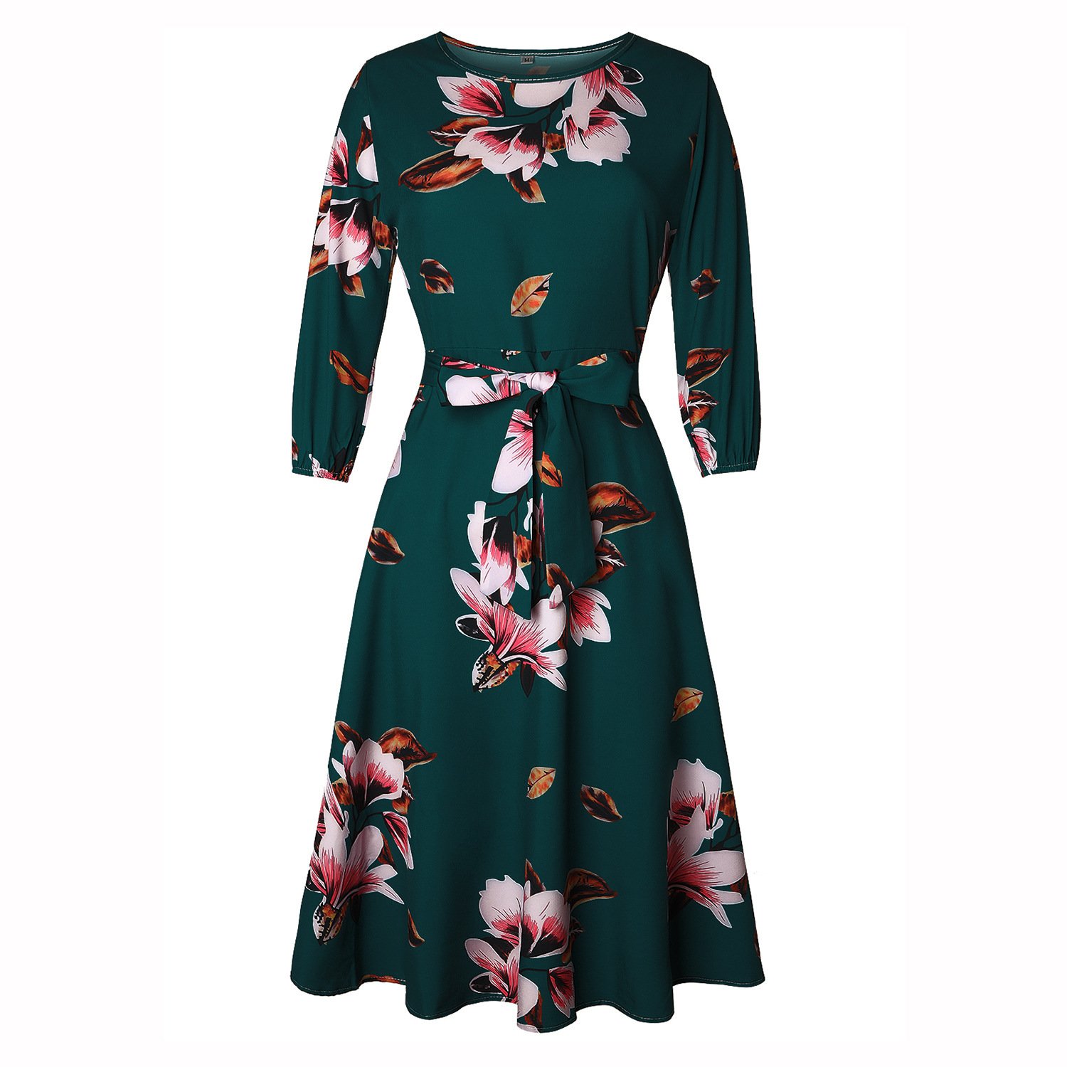 Floral Print Vintage Dress Women Spring Style Half Sleeve Big Swing Party Dresses women ladies elegant Casual Dress