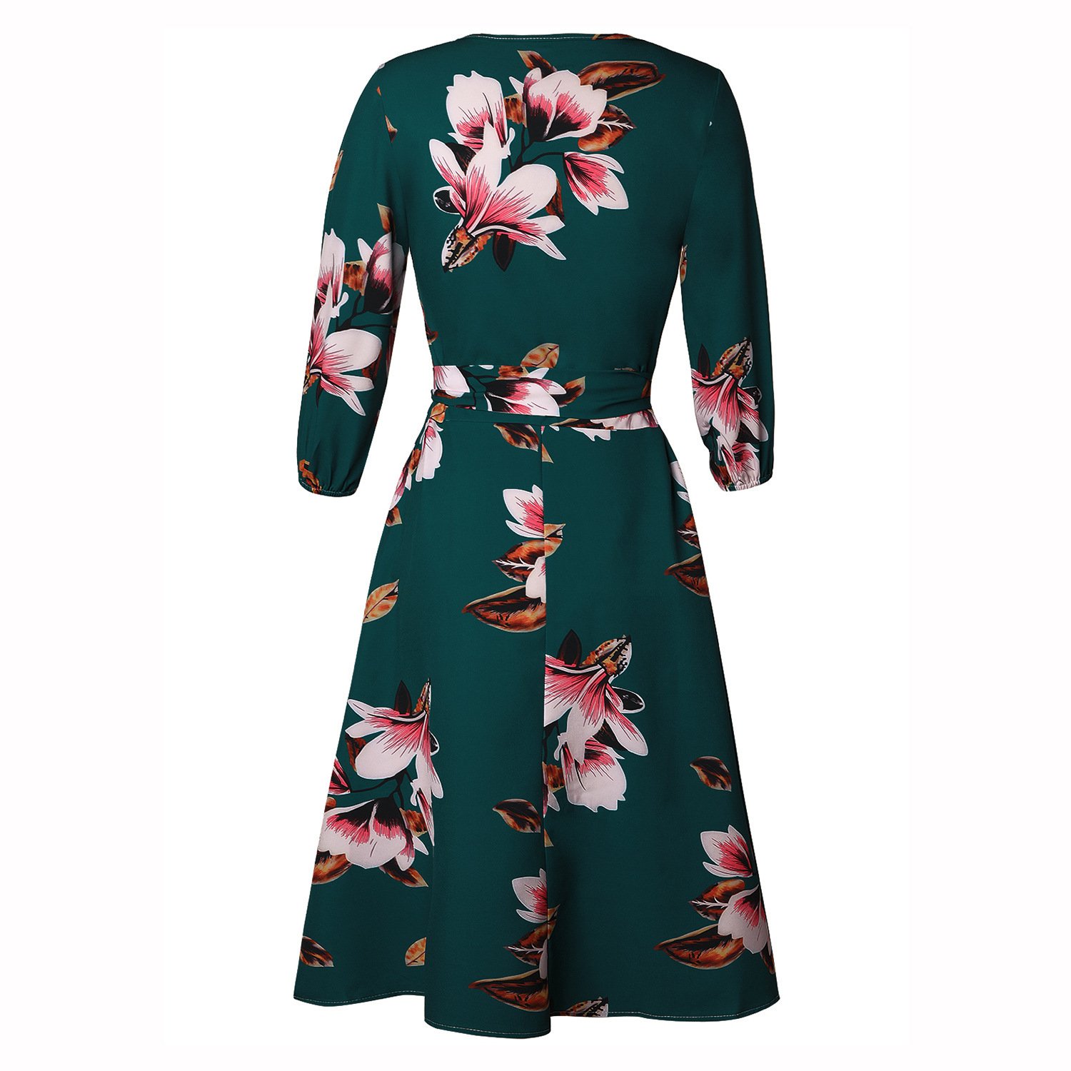 Floral Print Vintage Dress Women Spring Style Half Sleeve Big Swing Party Dresses women ladies elegant Casual Dress