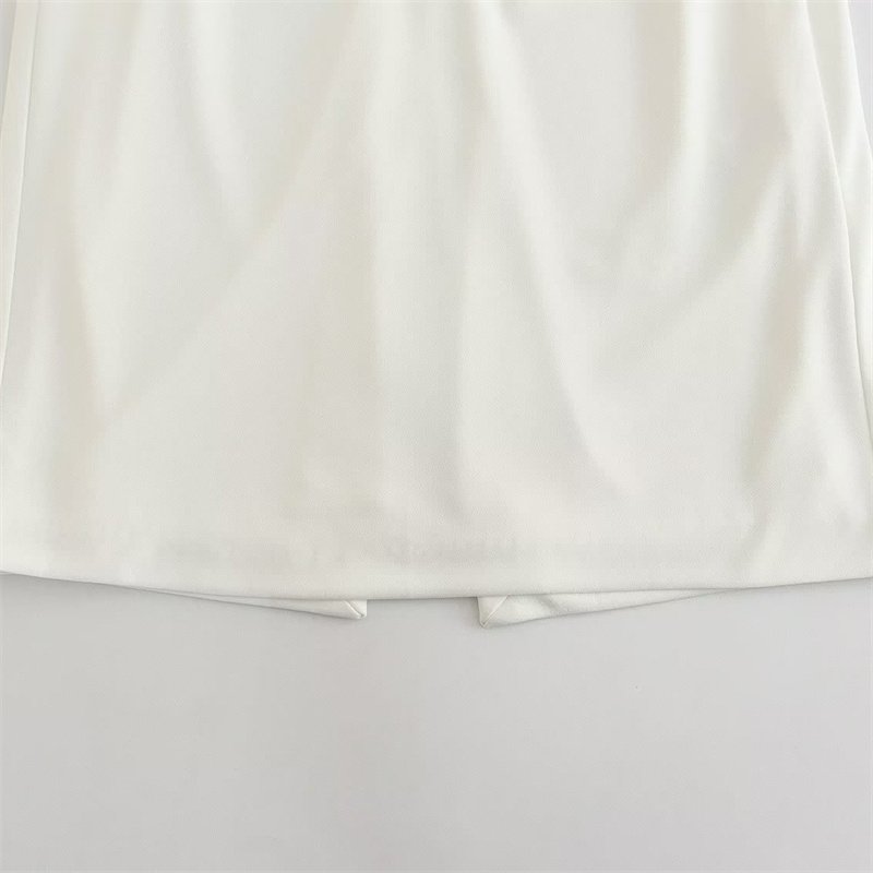TAOP&ZA 2023 summer new women's clothing French white asymmetric pleated waist elegant midi dress Vestidos Mujer 7882636