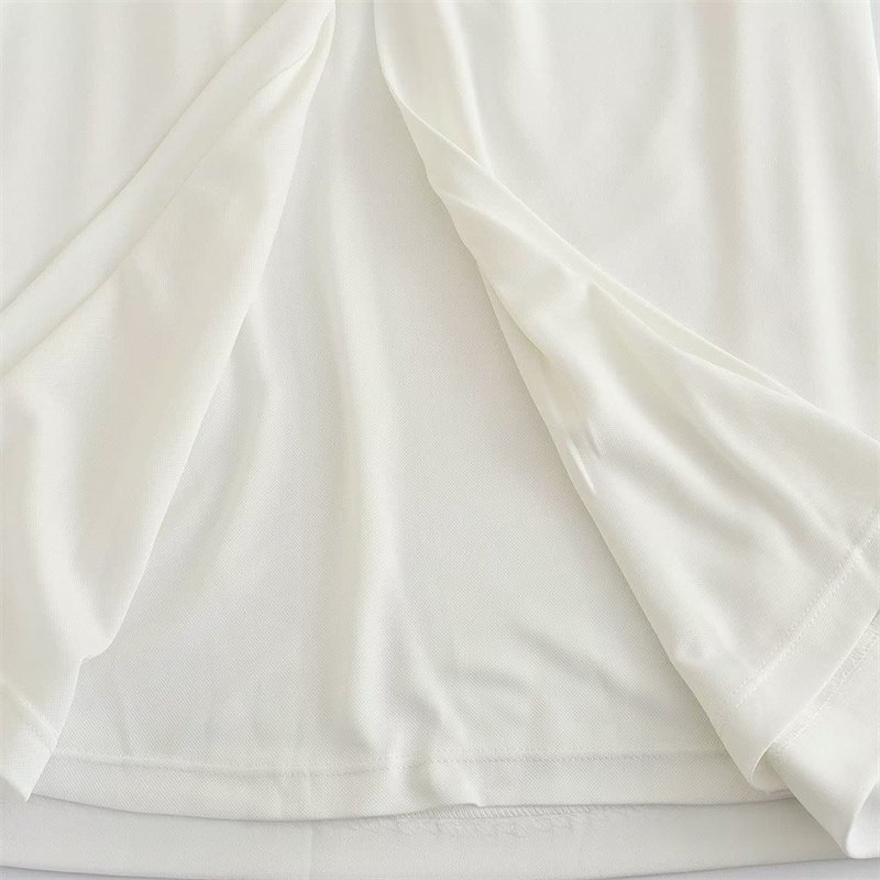 TAOP&ZA 2023 summer new women's clothing French white asymmetric pleated waist elegant midi dress Vestidos Mujer 7882636