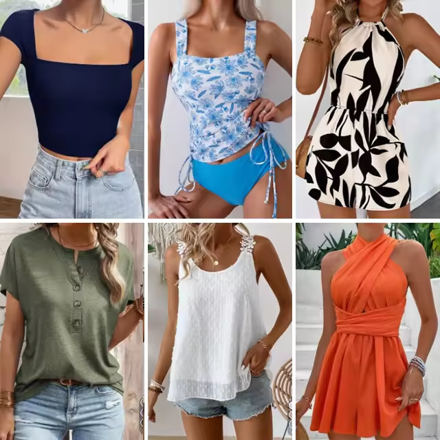 Clearance women's clothing high-quality casual short sleevedT-shirt top pants short skirt dress mix and match randomly shipped