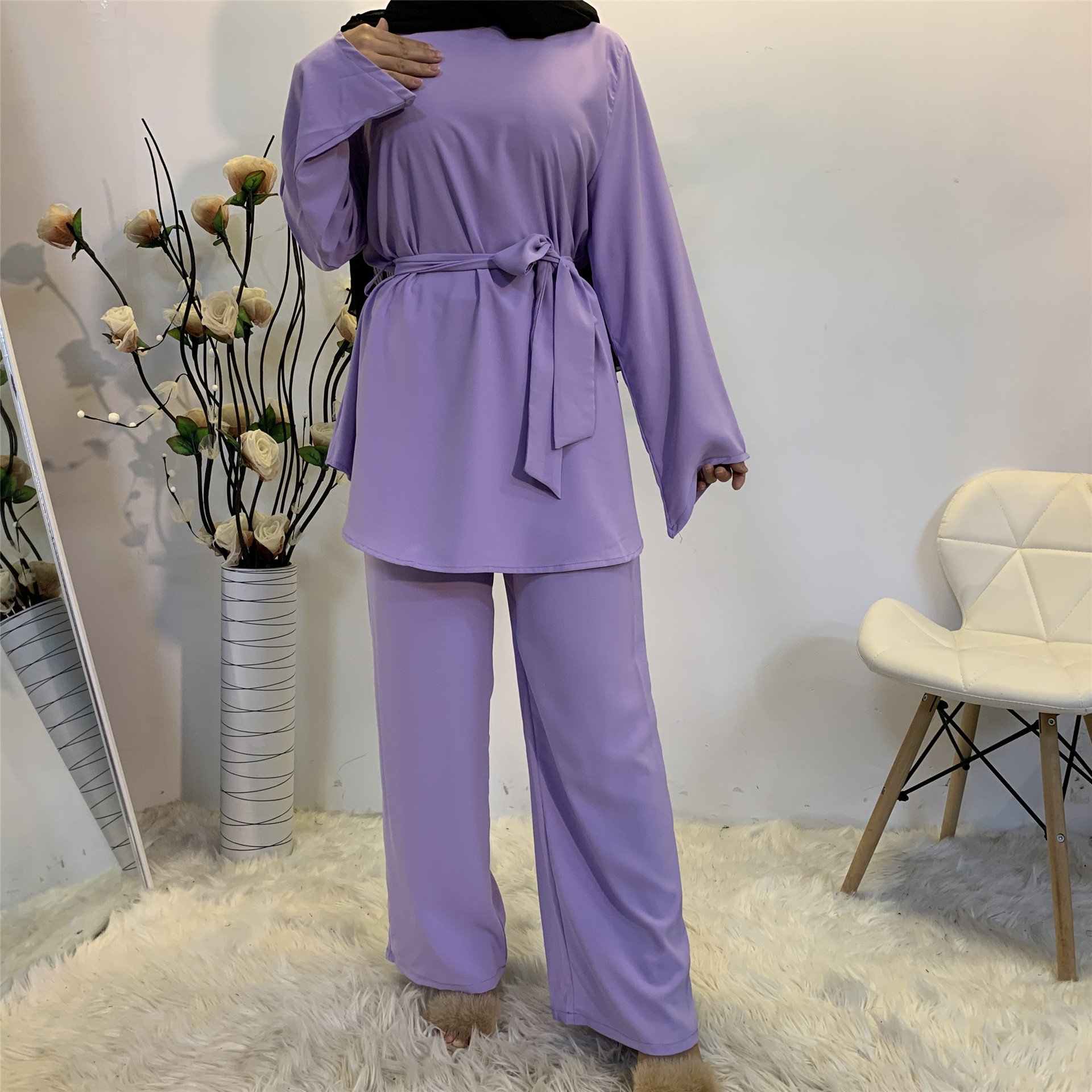 Modern islamic women sport wear color matching long Glory abaya women dresses