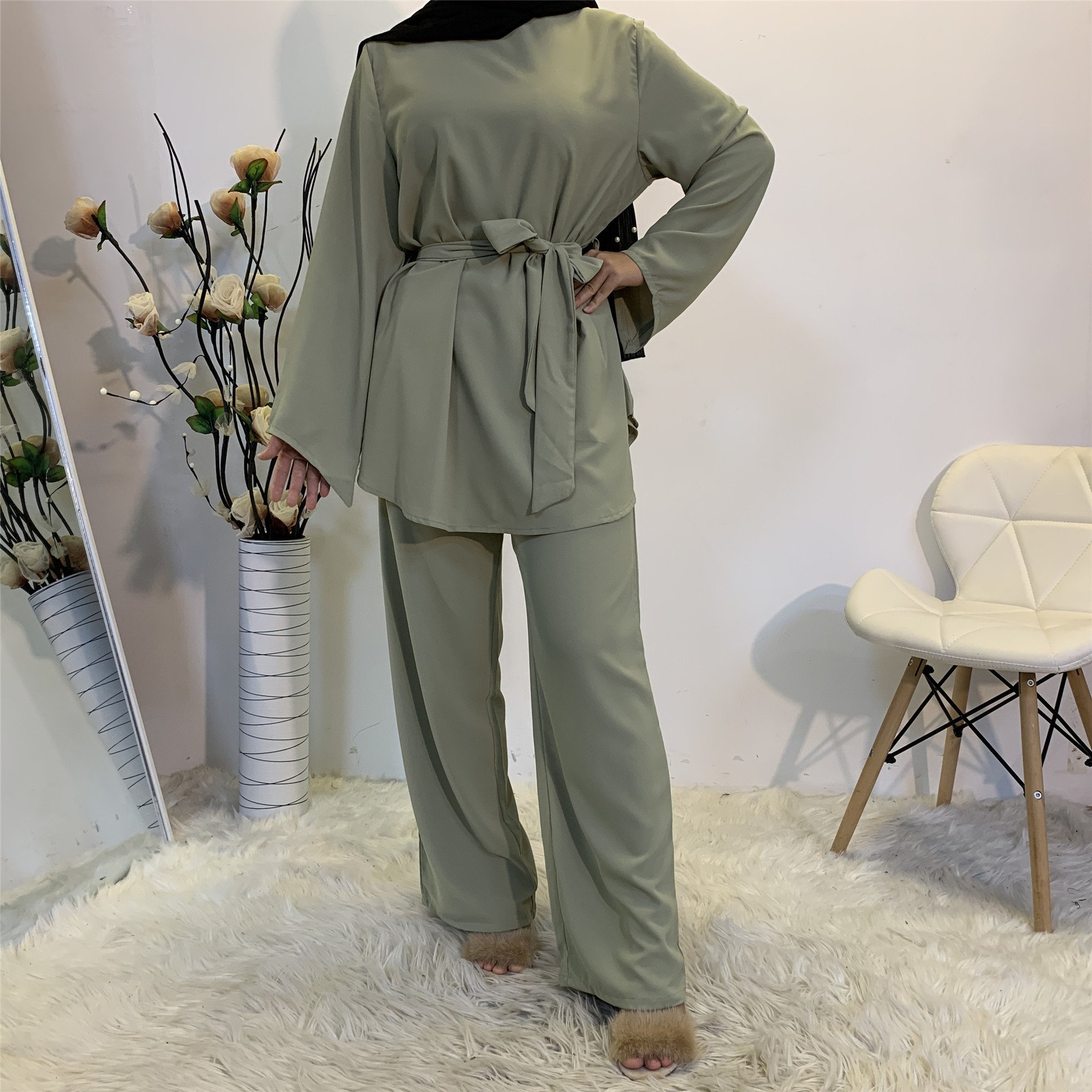 Modern islamic women sport wear color matching long Glory abaya women dresses