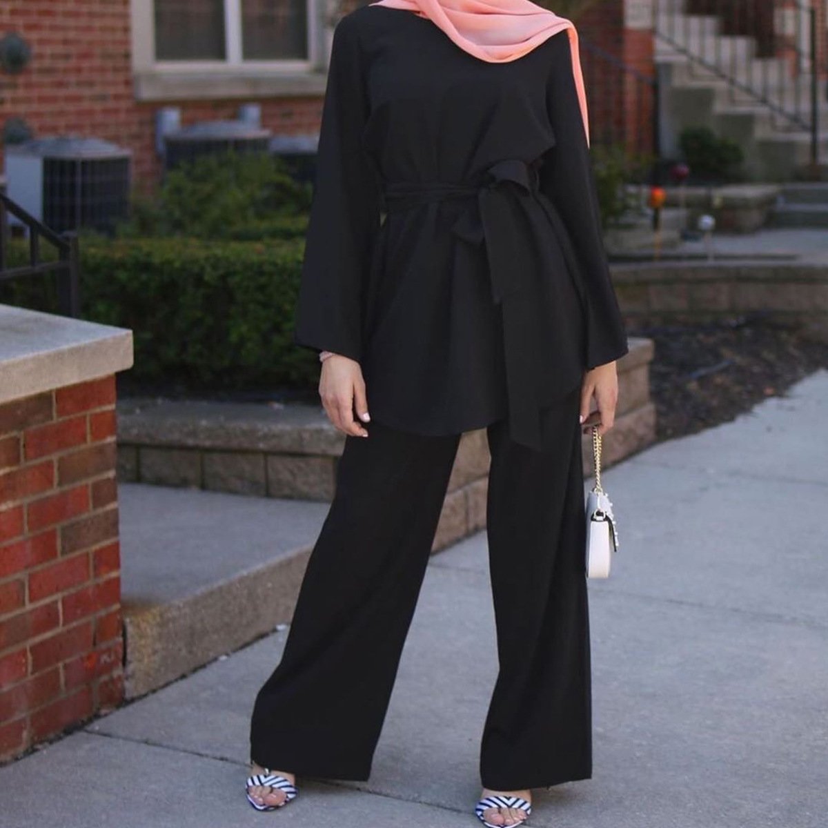 Modern islamic women sport wear color matching long Glory abaya women dresses